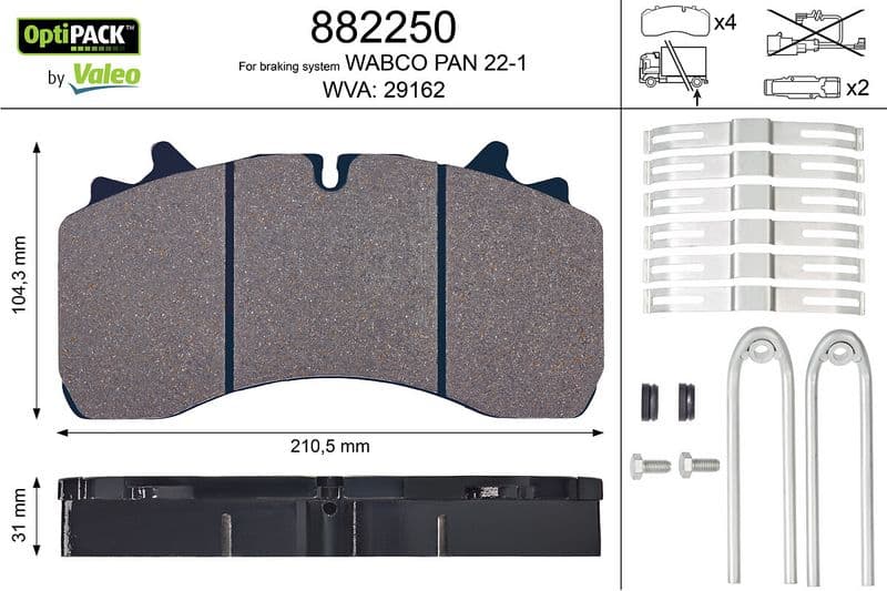 set placute frana,frana disc VALEO OPTIPACK 882250