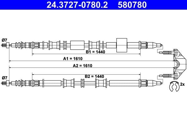 Cablu, frana de parcare ATE 24.3727-0780.2