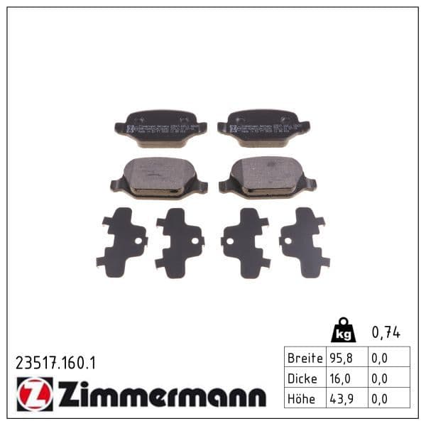 set placute frana,frana disc ZIMMERMANN 23517.160.1
