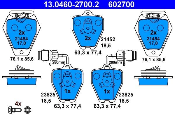set placute frana,frana disc ATE 13.0460-2700.2