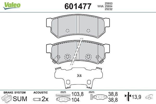 set placute frana,frana disc VALEO 601477