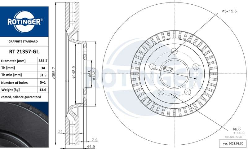 Disc frana ROTINGER GRAPHITE LINE RT 21357-GL