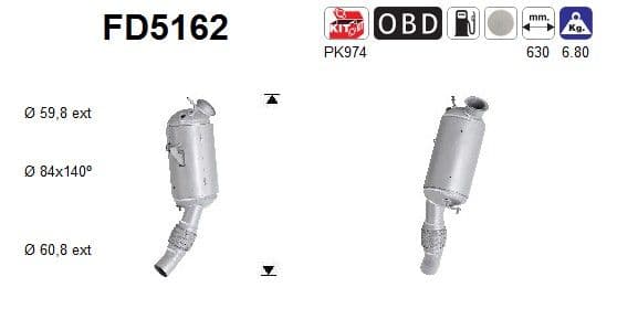 Filtru funingine/particule, sist.de esapament AS-PL FD5162