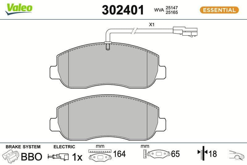 set placute frana,frana disc VALEO ESSENTIAL 302401