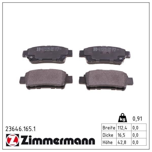 set placute frana,frana disc ZIMMERMANN 23646.165.1
