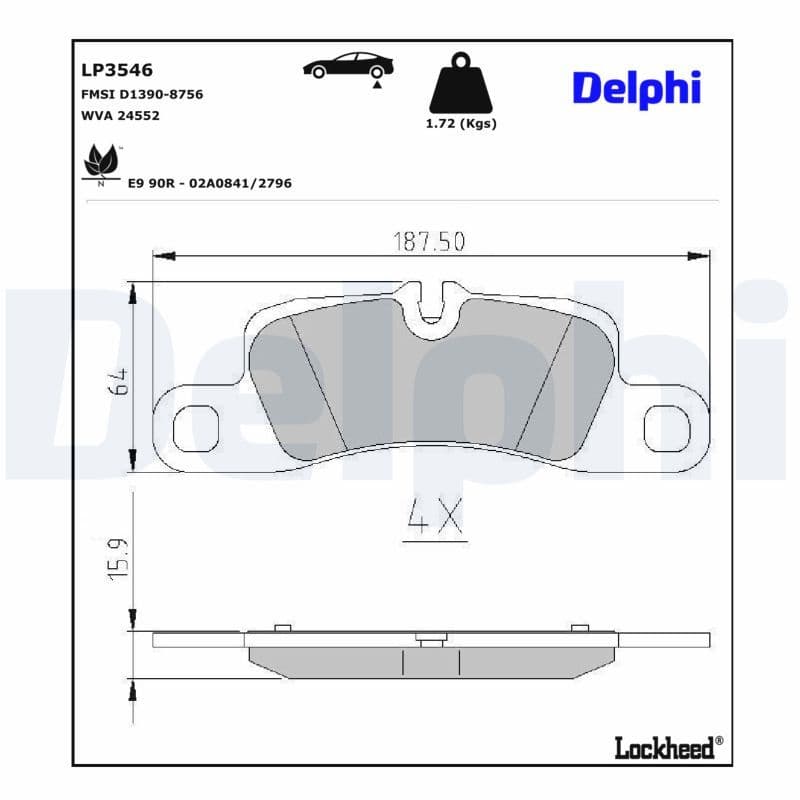 set placute frana,frana disc DELPHI LP3546