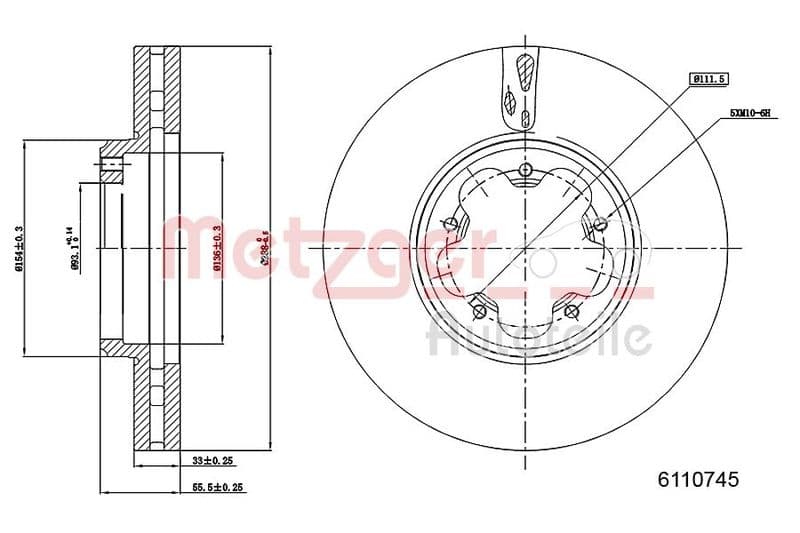Disc frana METZGER AUTOTEILE 6110745