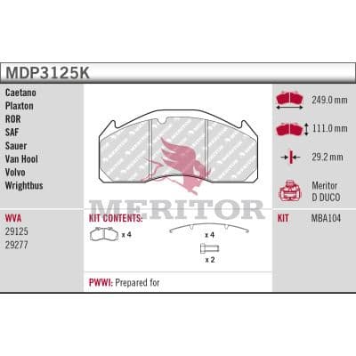 set placute frana,frana disc MERITOR BRAKE PAD MDP3126