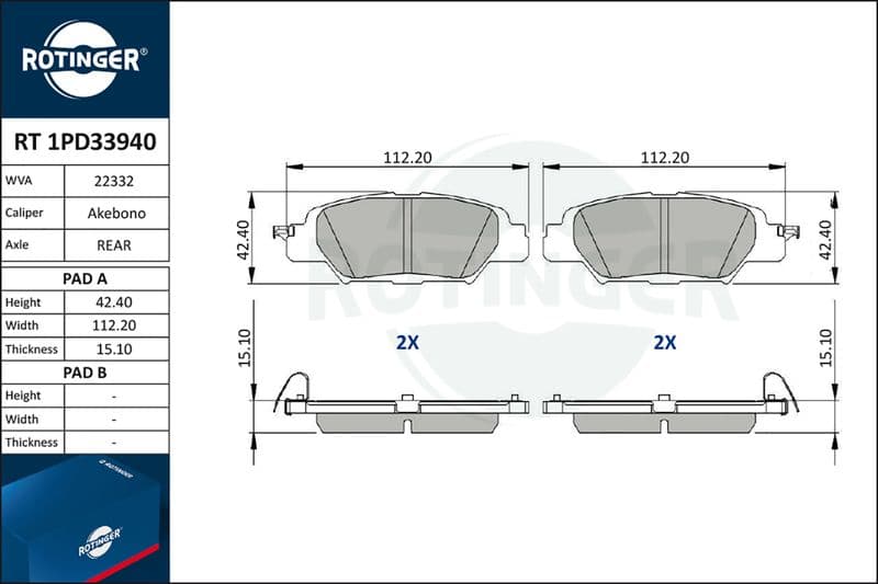 set placute frana,frana disc ROTINGER RT 1PD33940