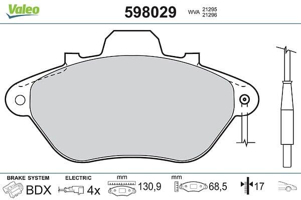 set placute frana,frana disc VALEO 598029