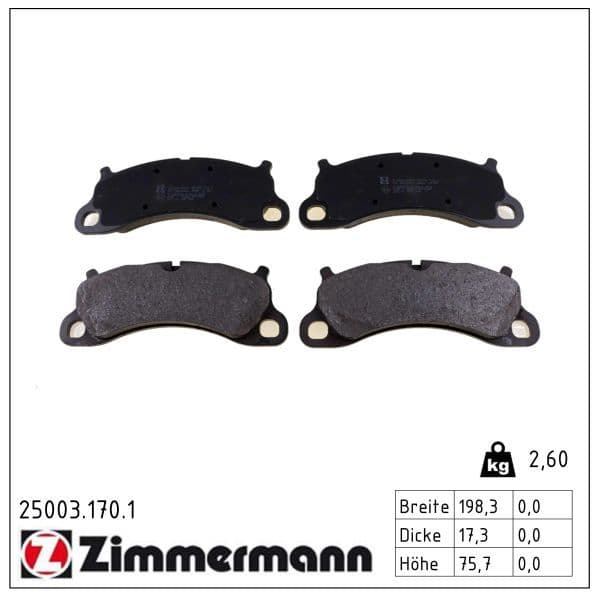 set placute frana,frana disc ZIMMERMANN 25003.170.1