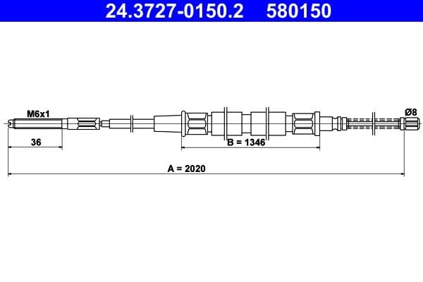 Cablu, frana de parcare ATE 24.3727-0150.2