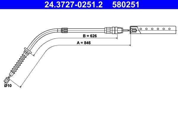 Cablu, frana de parcare ATE 24.3727-0251.2