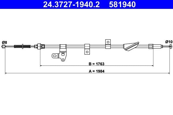 Cablu, frana de parcare ATE 24.3727-1940.2