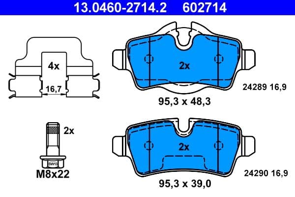 set placute frana,frana disc ATE 13.0460-2714.2