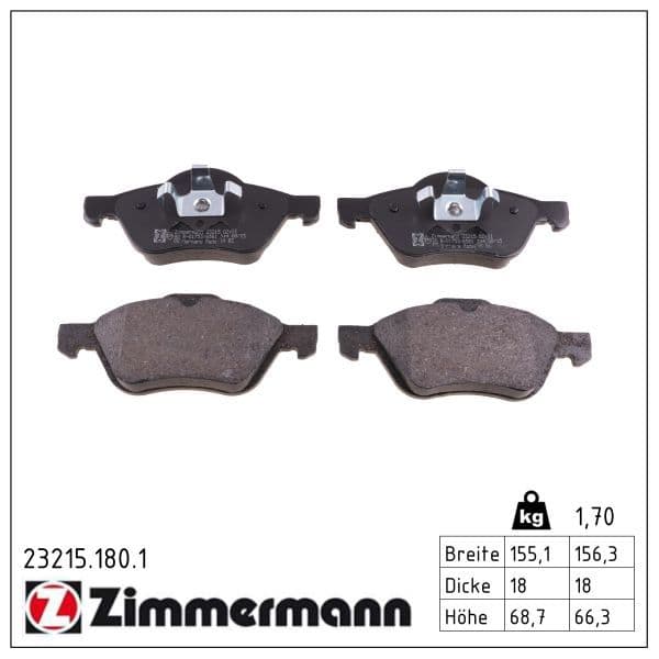 set placute frana,frana disc ZIMMERMANN 23215.180.1