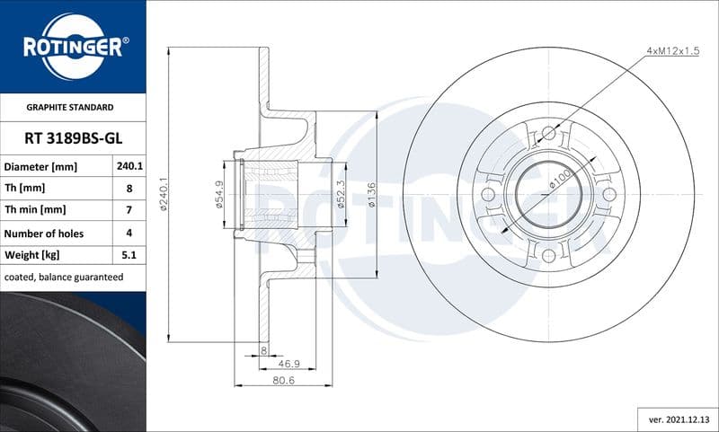Disc frana ROTINGER GRAPHITE LINE RT 3189BS-GL
