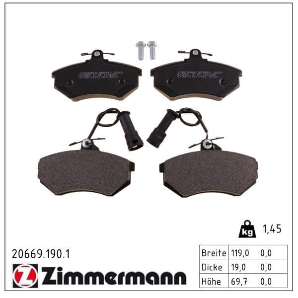 set placute frana,frana disc ZIMMERMANN 20669.190.1
