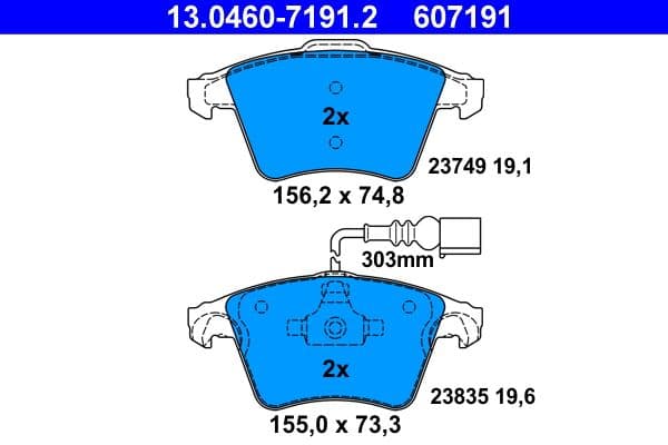set placute frana,frana disc ATE 13.0460-7191.2