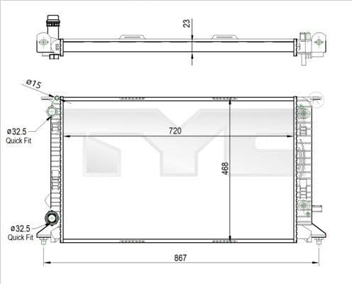 Radiator, racire motor TYC 702-0037-R
