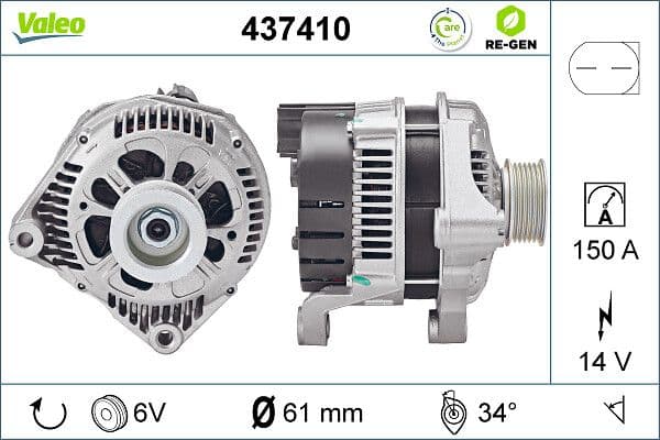 Generator / Alternator VALEO RE-GEN REMANUFACTURED 437410