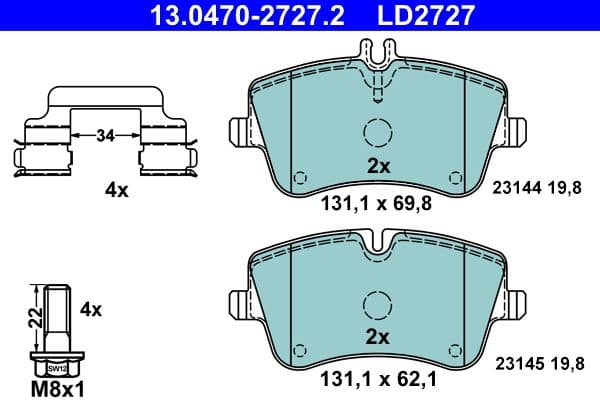 set placute frana,frana disc ATE Ceramic 13.0470-2727.2