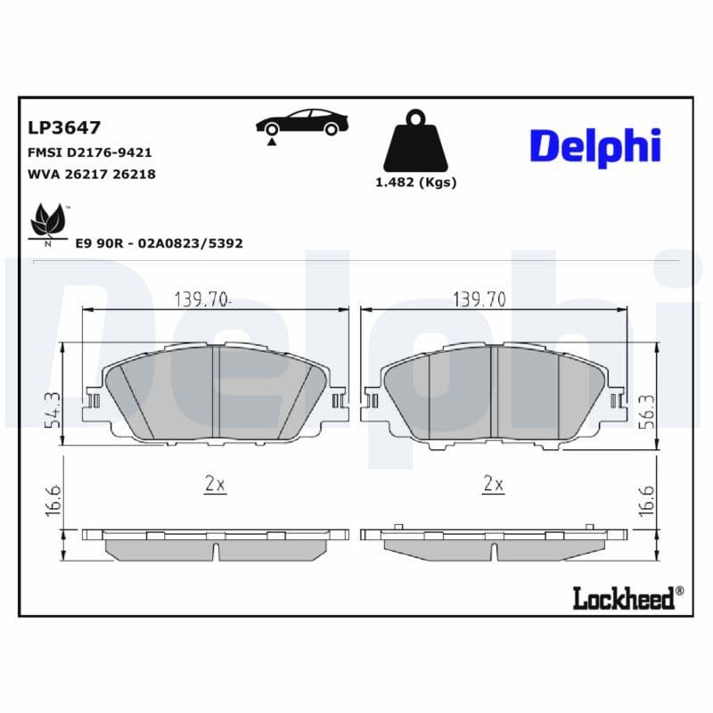 set placute frana,frana disc DELPHI LP3647