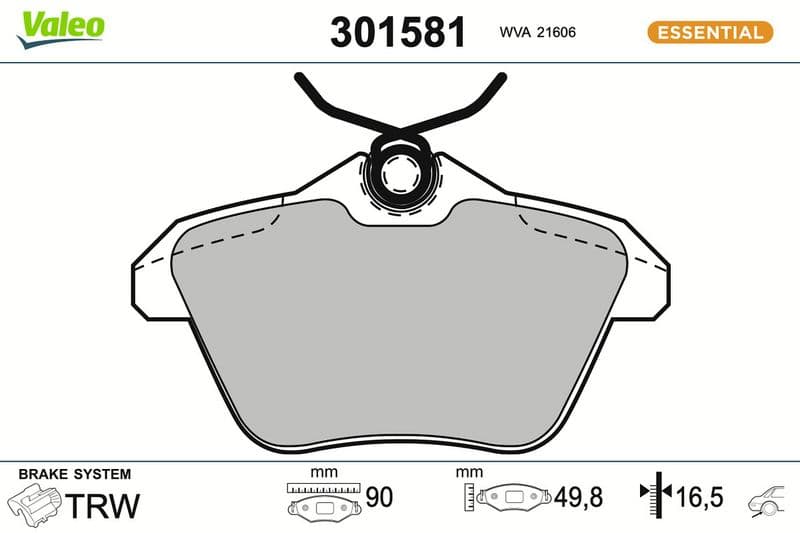 set placute frana,frana disc VALEO ESSENTIAL 301581