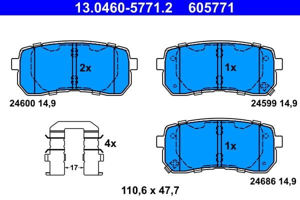 set placute frana,frana disc ATE 13.0460-5771.2