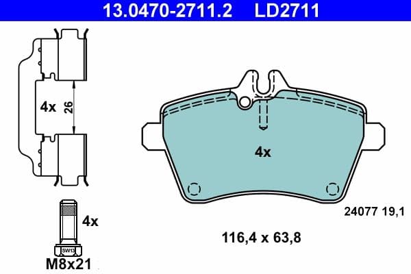 set placute frana,frana disc ATE Ceramic 13.0470-2711.2