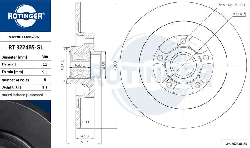Disc frana ROTINGER GRAPHITE LINE RT 3224BS-GL