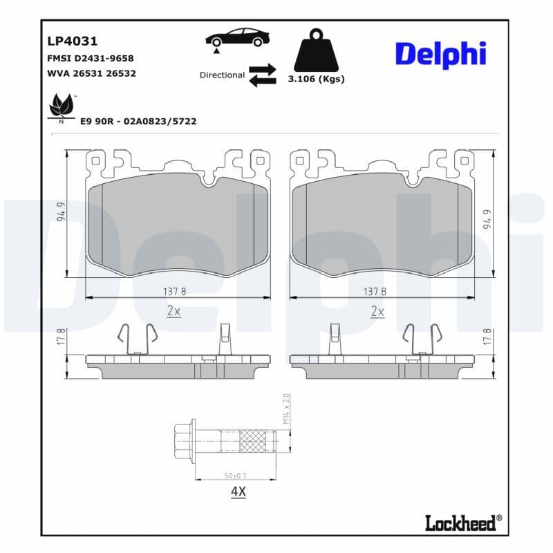 set placute frana,frana disc DELPHI LP4031