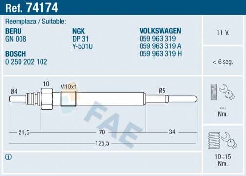 Bujie incandescenta FAE 74174