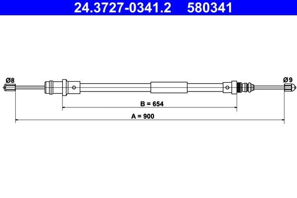 Cablu, frana de parcare ATE 24.3727-0341.2