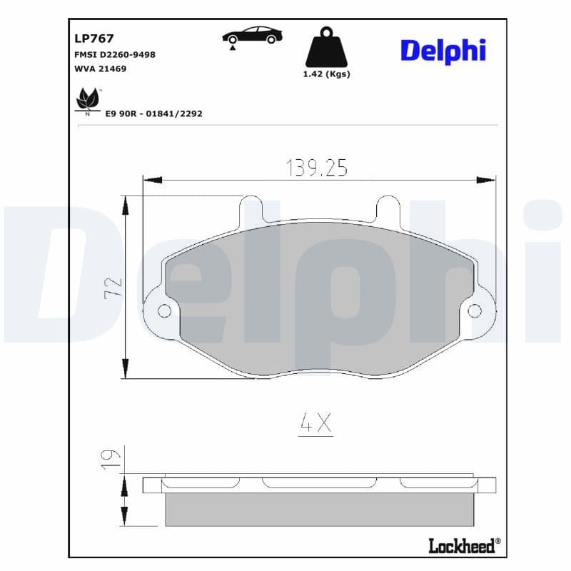 set placute frana,frana disc DELPHI LP767