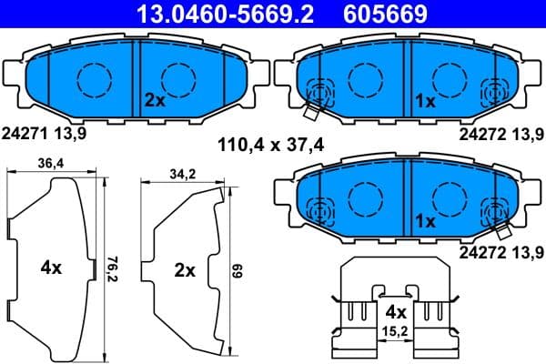 set placute frana,frana disc ATE 13.0460-5669.2