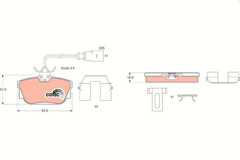 set placute frana,frana disc TRW COTEC GDB1369