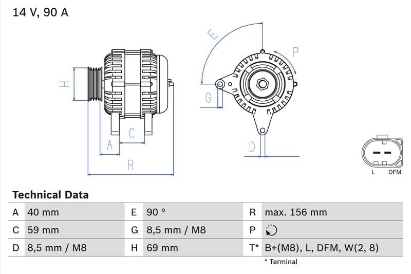 Generator / Alternator BOSCH 0 986 046 050