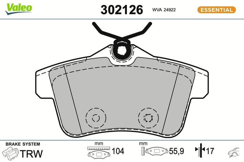set placute frana,frana disc VALEO ESSENTIAL 302126