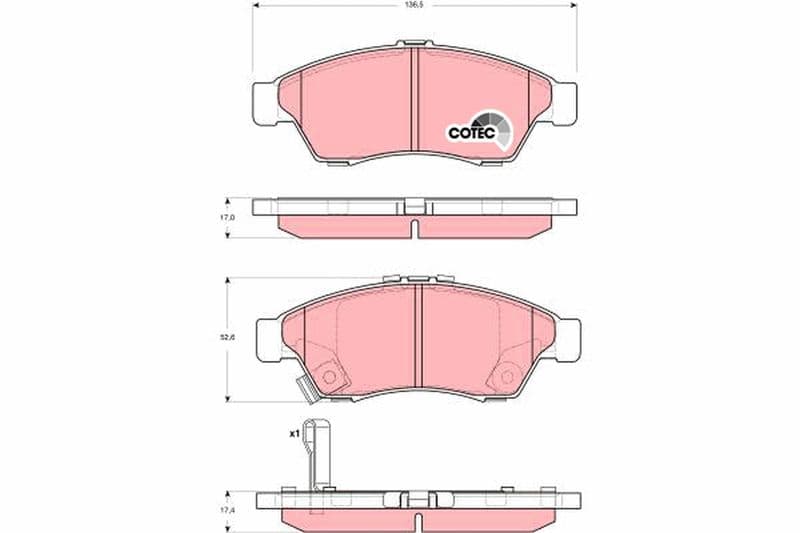 set placute frana,frana disc TRW COTEC GDB3290