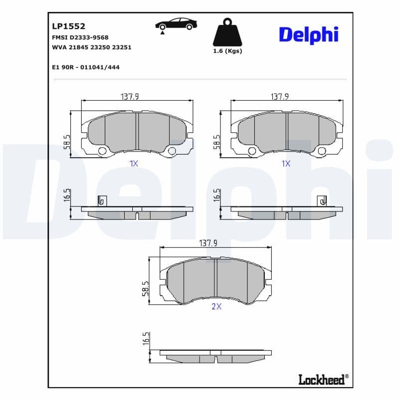 set placute frana,frana disc DELPHI LP1552