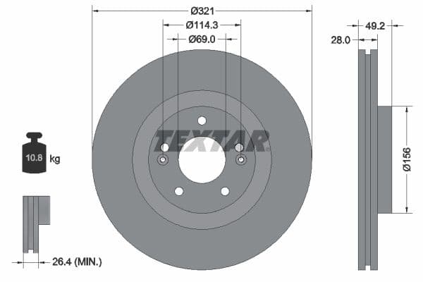 Disc frana TEXTAR PRO+ 92242905