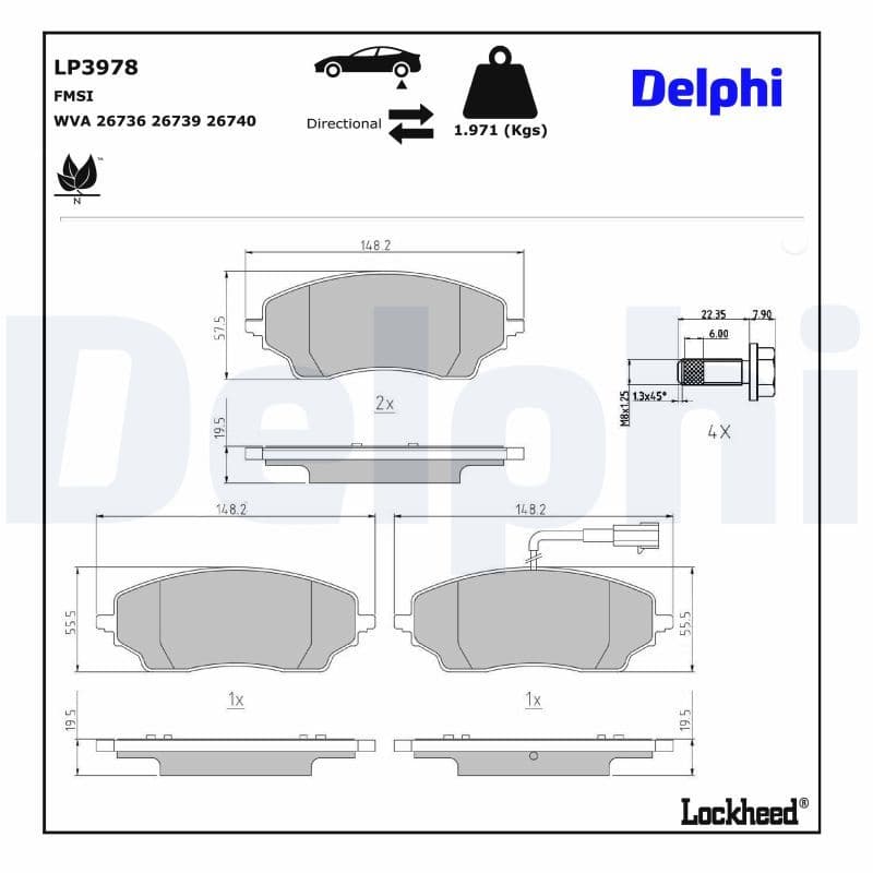 set placute frana,frana disc DELPHI LP3978