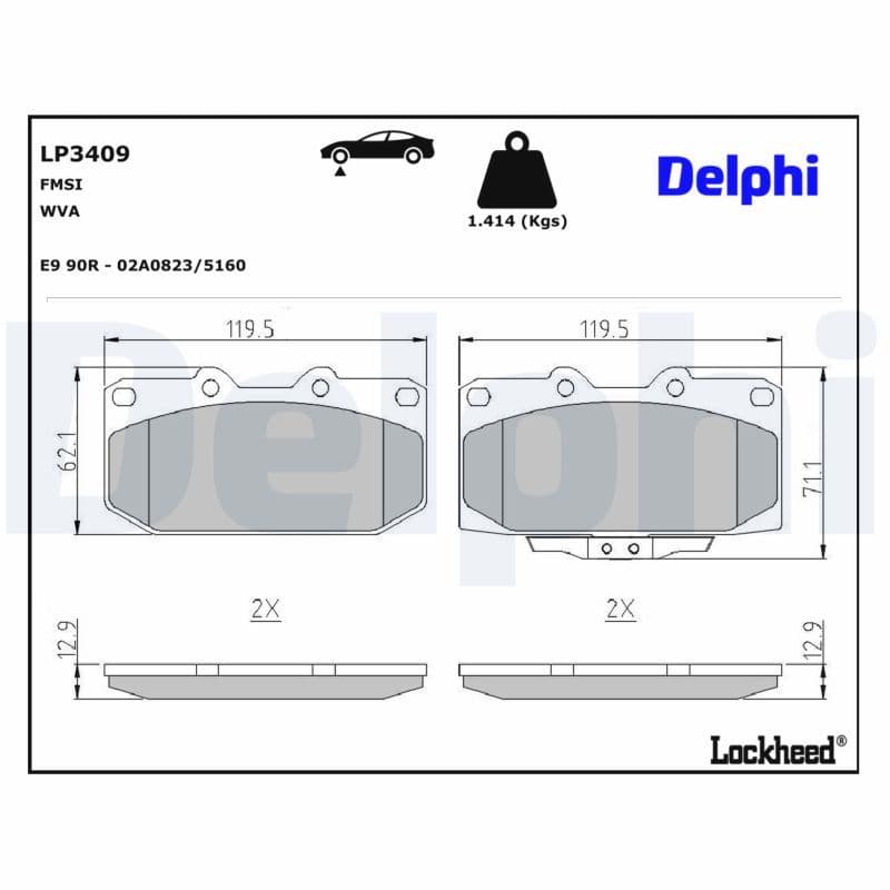 set placute frana,frana disc DELPHI LP3409