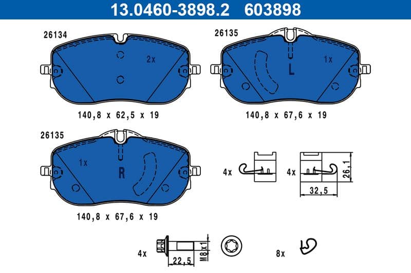 set placute frana,frana disc ATE 13.0460-3898.2