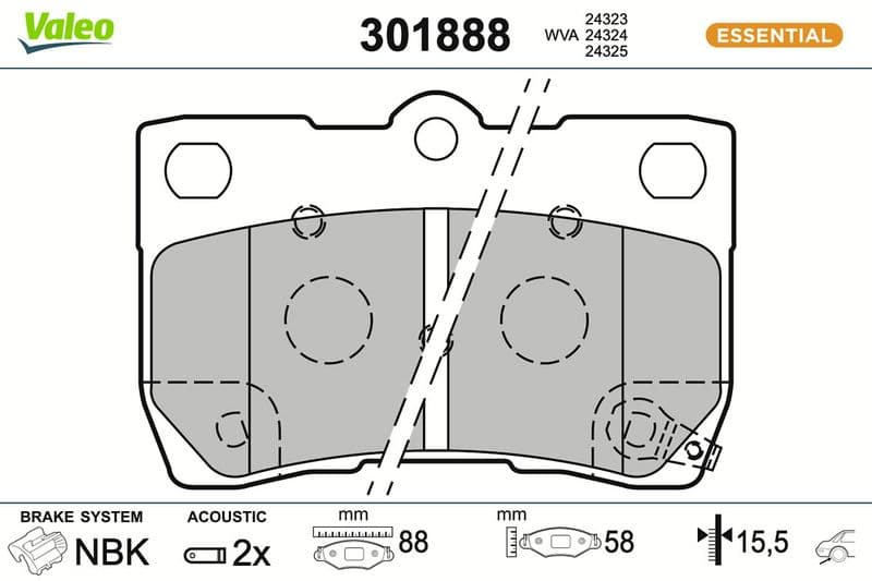 set placute frana,frana disc VALEO ESSENTIAL 301888