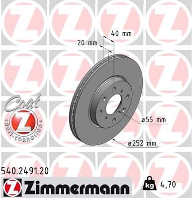 Disc frana ZIMMERMANN COAT Z 540.2491.20