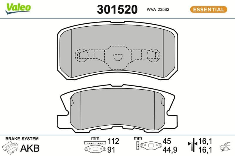 set placute frana,frana disc VALEO ESSENTIAL 301520