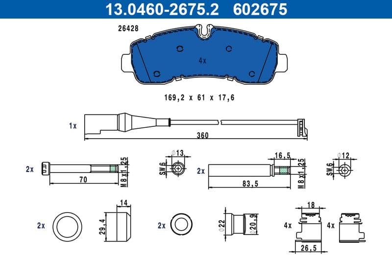 set placute frana,frana disc ATE 13.0460-2675.2