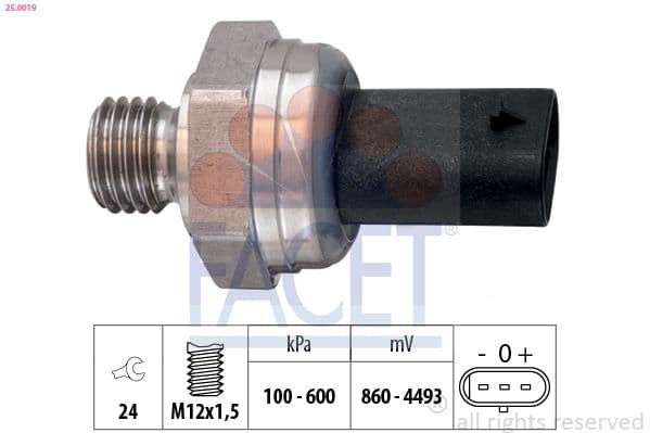 Senzor, presiune gaze evacuare FACET Made in Italy - OE Equivalent 25.0019